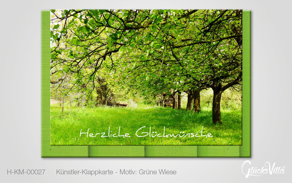 Klappkarte / Glückwunschkarte - Motiv "Grüne Wiese" - 10er Set
