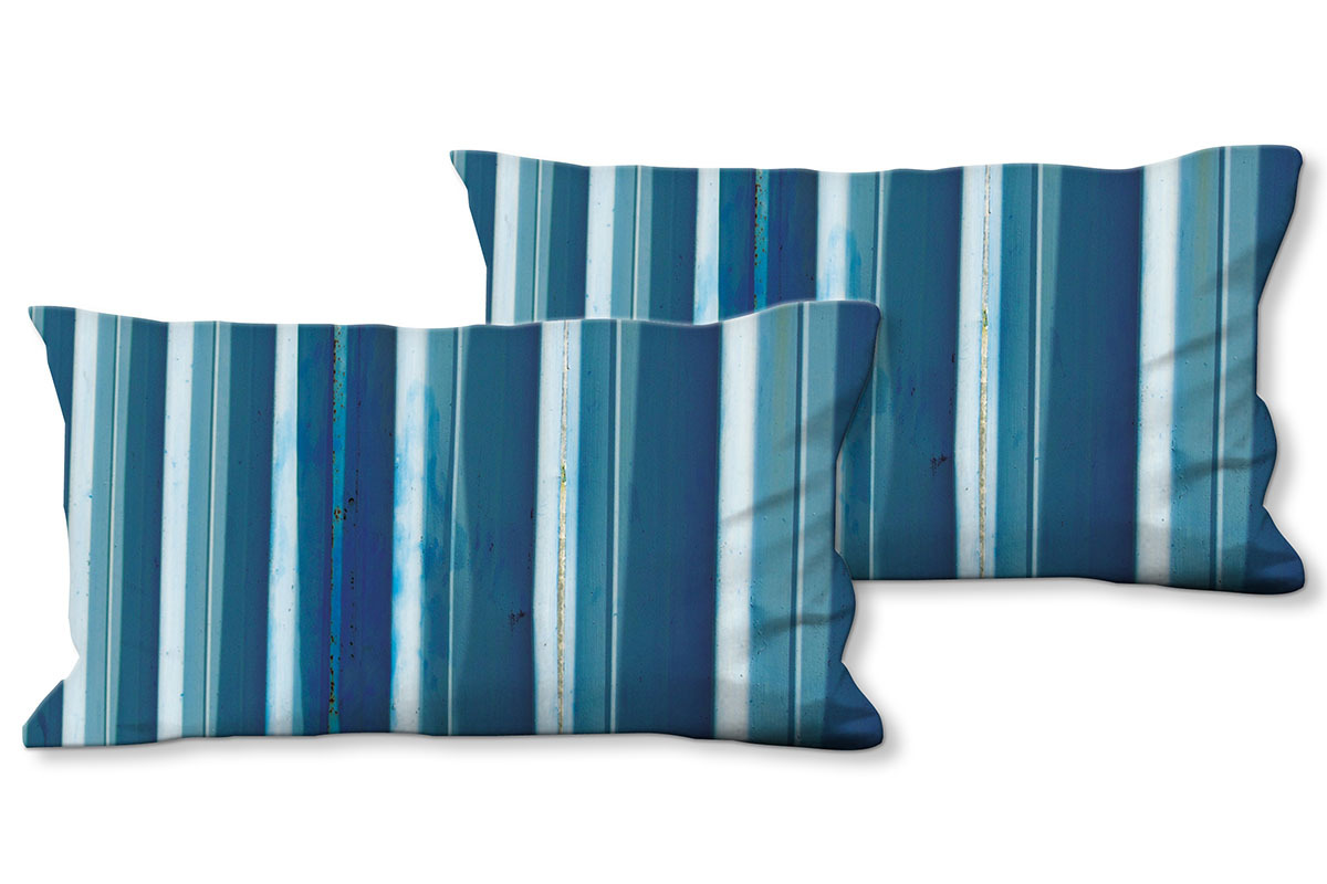 Deko-Foto-Kissen, Set, Simply Stripes Blaues Blech, 80 x 40 cm, Premium Kissenhülle, Zierkissen