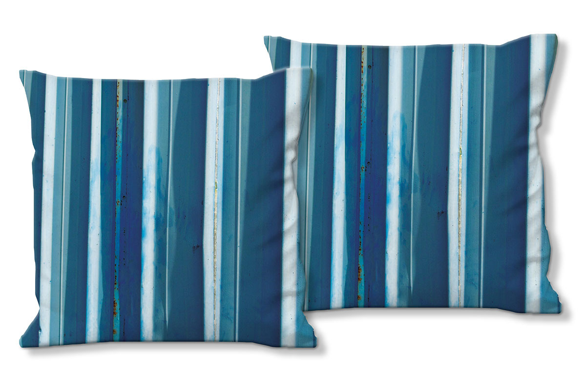 Deko-Foto-Kissen, Set, Simply Stripes Blaues Blech, 40 x 40 cm, Premium Kissenhülle, Zierkissen