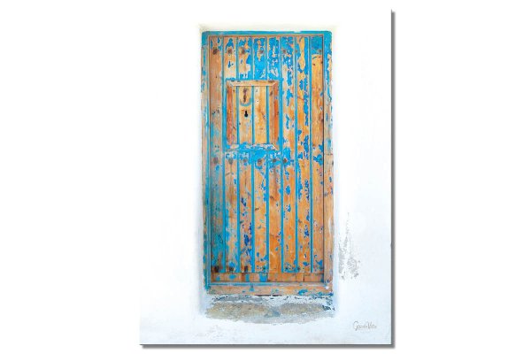 Wandbild: Griechische Tür vor weiß