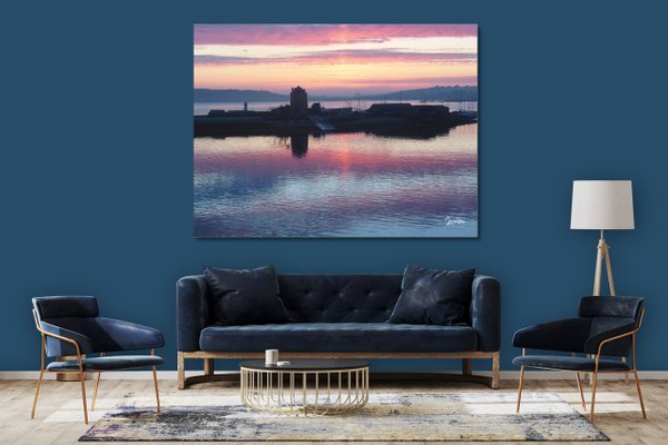 Wandbild: Bretonischer Hafen am Abend