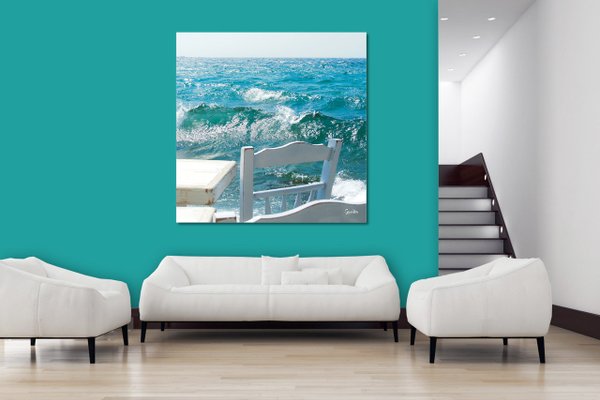 Wandbild: Stühle vor Meer