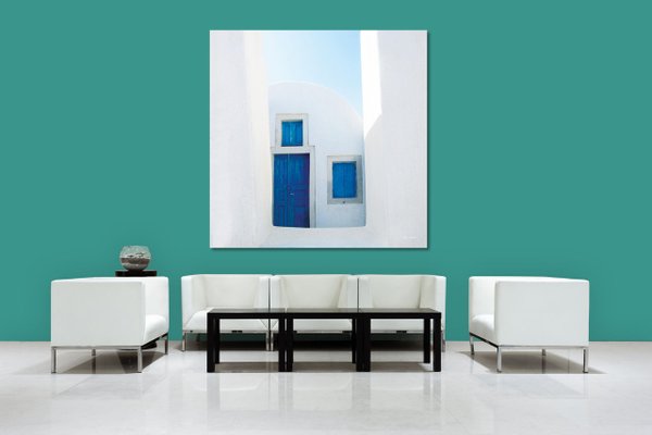 Wandbild: Weiß und blau
