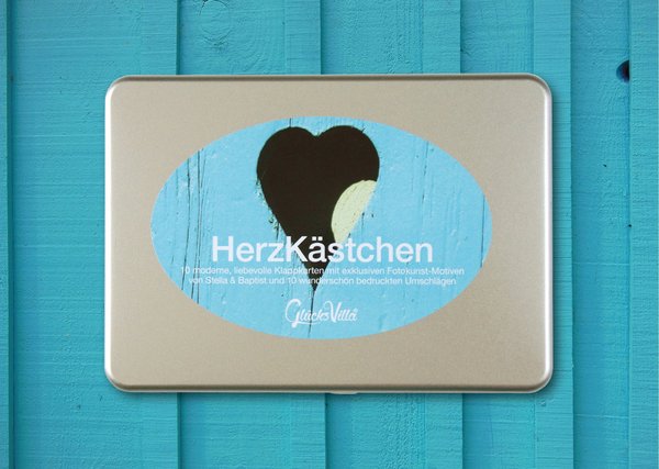 HerzKästchen - Klappkarten-Set inkl. farbige Umschläge in Geschenkbox