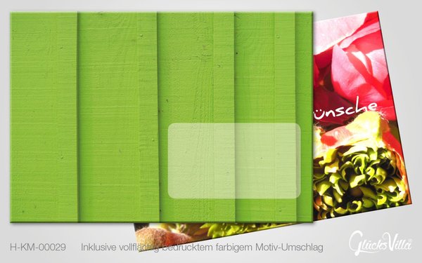 Klappkarte / Glückwunschkarte 10er Set - Motiv "Rot und Grün"