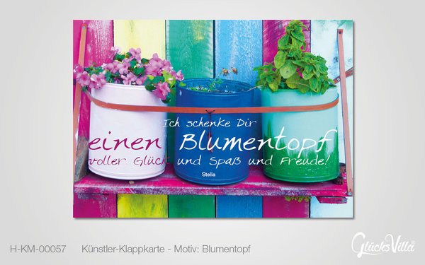 Klappkarte / Grußkarte 10er Set - Motiv "Blumentopf"