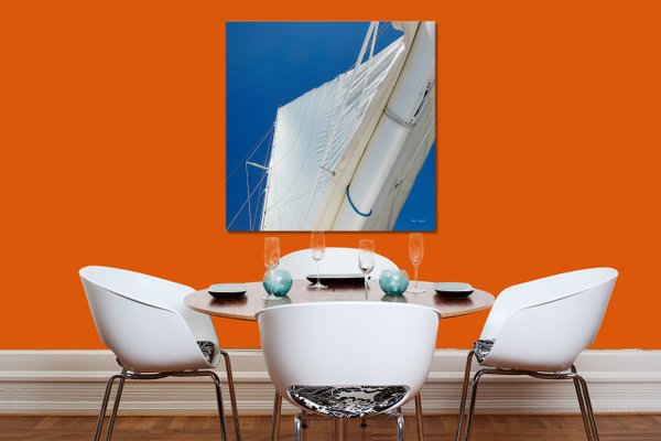 Wandbild: Weißes Segel vor Himmel