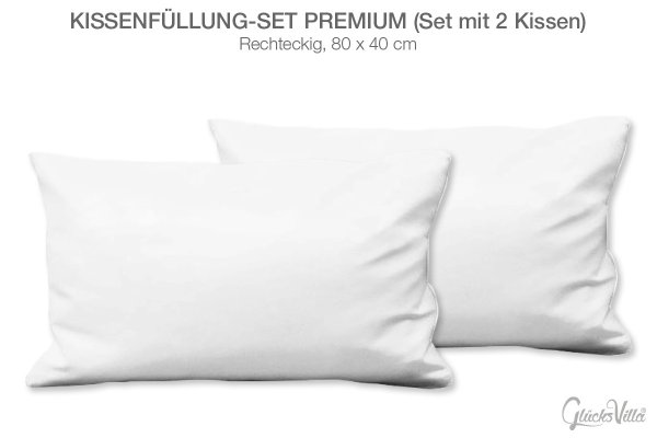 Kissenfüllung Set (2 Stk) Premium, 80 x 40 cm, für Dekokissen, Ersatzkissenfüllung