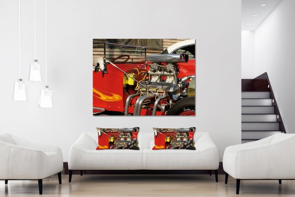 Dekokissen Set, Red Hot Rod, 80 x 40 cm, Premium Kissenhülle, Zierkissen, Kissenbezug
