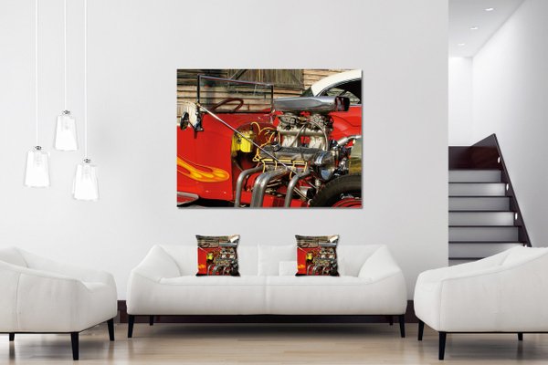 Dekokissen Set, Red Hot Rod, 40 x 40 cm, Premium Kissenhülle, Zierkissen, Kissenbezug
