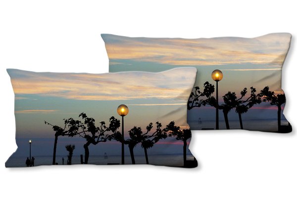 Dekokissen Set, Sonnenuntergang Grande Cote 2, 80 x 40 cm, Premium Kissenhülle, Zierkissen-Bezug