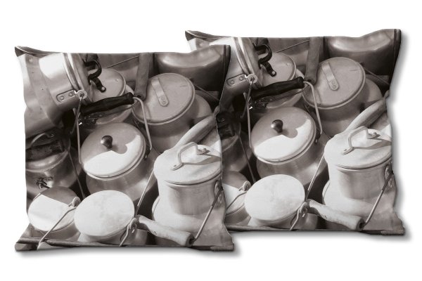 Dekokissen Set, Milchkannen 2, 40 x 40 cm, Premium Kissenhülle, Zierkissen, Kissenbezug