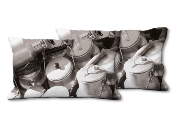 Dekokissen Set, Milchkannen 2, 80 x 40 cm, Premium Kissenhülle, Zierkissen, Kissenbezug