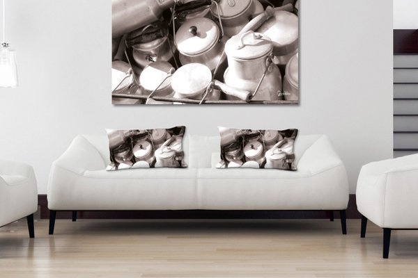 Dekokissen Set, Milchkannen 2, 80 x 40 cm, Premium Kissenhülle, Zierkissen, Kissenbezug