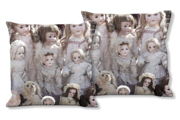 Dekokissen Set, Puppenliebe 1, 40 x 40 cm, Premium Kissenhülle, Zierkissen, Kissenbezug