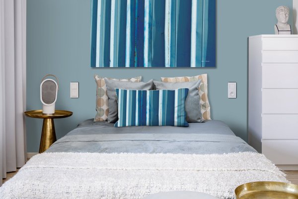 Dekokissen Set, Simply Stripes Blaues Blech, 80 x 40 cm, Premium Kissenhülle, Zierkissen-Bezug
