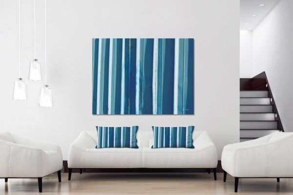 Dekokissen Set, Simply Stripes Blaues Blech, 80 x 40 cm, Premium Kissenhülle, Zierkissen-Bezug