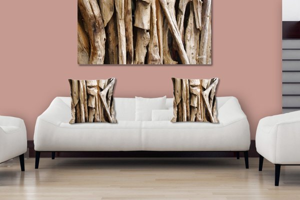 Dekokissen Set, Holz-Details 6, 40 x 40 cm, Premium Kissenhülle, Zierkissen, Kissenbezug