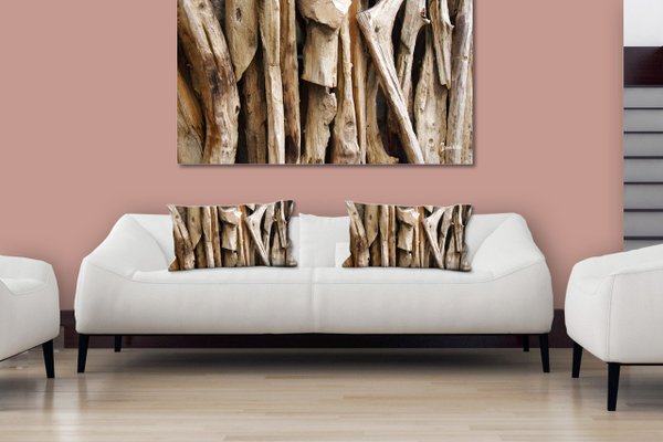 Dekokissen Set, Holz-Details 6, 80 x 40 cm, Premium Kissenhülle, Zierkissen, Kissenbezug