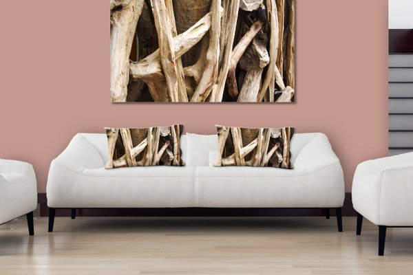 Dekokissen Set, Holz-Details 7, 80 x 40 cm, Premium Kissenhülle, Zierkissen, Kissenbezug
