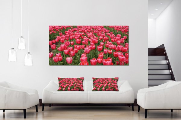 Dekokissen Set, Tulpenmeer 1, 80 x 40 cm, Premium Kissenhülle, Zierkissen, Kissenbezug