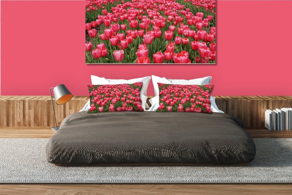 Dekokissen Set, Tulpenmeer 1, 80 x 40 cm, Premium Kissenhülle, Zierkissen, Kissenbezug