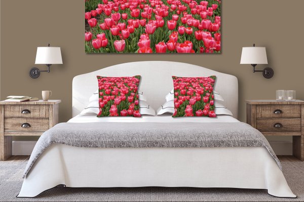Dekokissen Set, Tulpenmeer 1, 40 x 40 cm, Premium Kissenhülle, Zierkissen, Kissenbezug