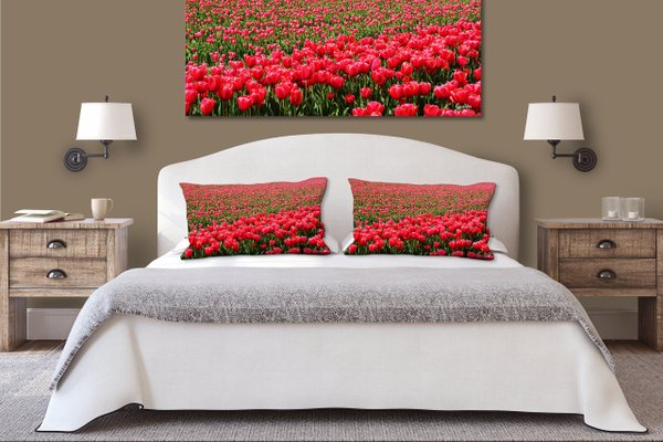 Dekokissen Set, Tulpenmeer 2, 80 x 40 cm, Premium Kissenhülle, Zierkissen, Kissenbezug