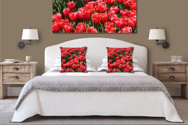 Dekokissen Set, Tulpenmeer 3, 40 x 40 cm, Premium Kissenhülle, Zierkissen, Kissenbezug