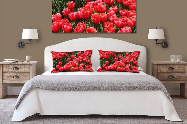 Dekokissen Set, Tulpenmeer 3, 80 x 40 cm, Premium Kissenhülle, Zierkissen, Kissenbezug