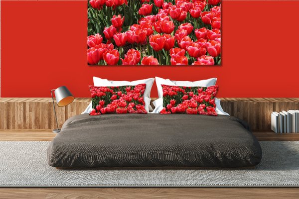 Dekokissen Set, Tulpenmeer 3, 80 x 40 cm, Premium Kissenhülle, Zierkissen, Kissenbezug