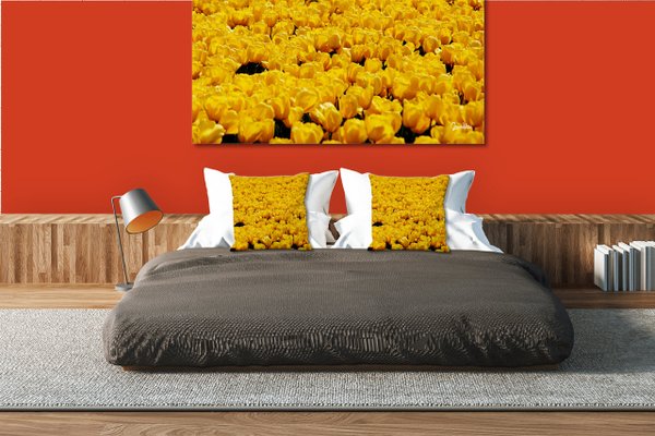 Dekokissen Set, Tulpenmeer 5, 40 x 40 cm, Premium Kissenhülle, Zierkissen, Kissenbezug