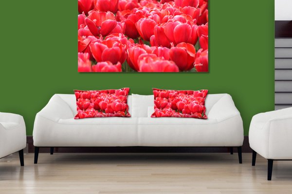 Dekokissen Set, Tulpenmeer 7, 80 x 40 cm, Premium Kissenhülle, Zierkissen, Kissenbezug