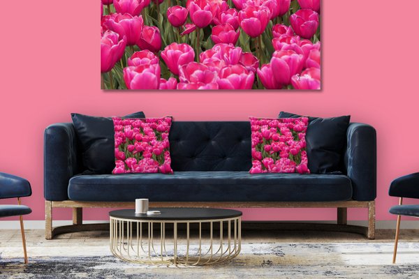 Dekokissen Set, Tulpenmeer 8, 40 x 40 cm, Premium Kissenhülle, Zierkissen, Kissenbezug