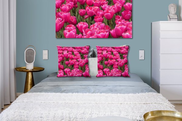 Dekokissen Set, Tulpenmeer 8, 40 x 40 cm, Premium Kissenhülle, Zierkissen, Kissenbezug