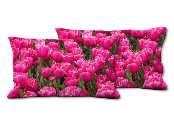 Dekokissen Set, Tulpenmeer 8, 80 x 40 cm, Premium Kissenhülle, Zierkissen, Kissenbezug