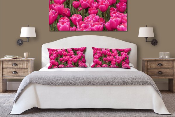 Dekokissen Set, Tulpenmeer 8, 80 x 40 cm, Premium Kissenhülle, Zierkissen, Kissenbezug