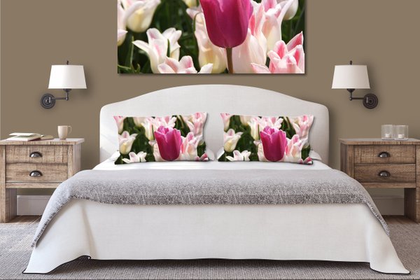 Dekokissen Set, Tulpenmeer 12, 80 x 40 cm, Premium Kissenhülle, Zierkissen, Kissenbezug