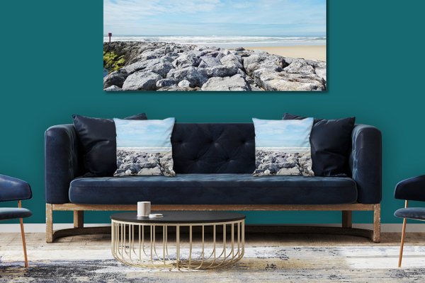 Dekokissen Set, Am Strand von Mimizan, 40 x 40 cm, Premium Kissenhülle, Zierkissen, Kissenbezug