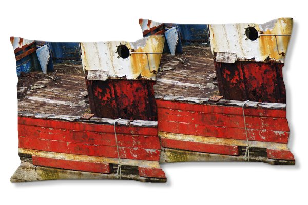 Dekokissen Set, Schiffswrack 1, 40 x 40 cm, Premium Kissenhülle, Zierkissen, Kissenbezug