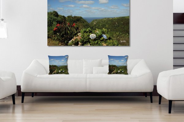 Dekokissen Set, Pflanzenwelt der Azoren, 40 x 40 cm, Premium Kissenhülle, Zierkissen, Kissenbezug