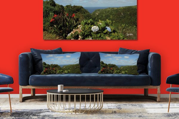 Dekokissen Set, Pflanzenwelt der Azoren, 80 x 40 cm, Premium Kissenhülle, Zierkissen, Kissenbezug