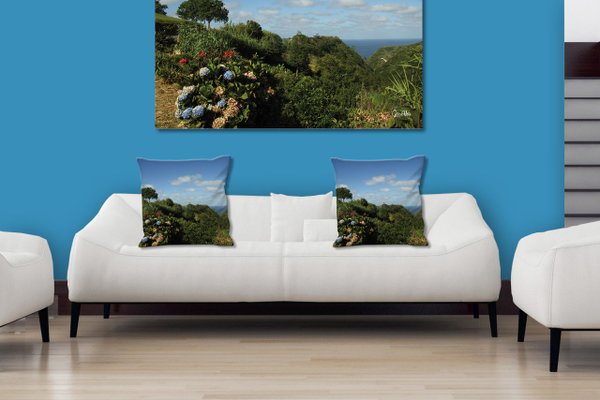 Dekokissen Set, Blumenwelt der Azoren 3, 40 x 40 cm, Premium Kissenhülle, Zierkissen, Kissenbezug