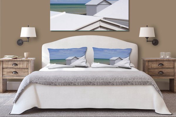 Dekokissen Set, Strandhäuschen in der Normandie , 80 x 40 cm, Premium Kissenhülle, Zierkissen-Bezug