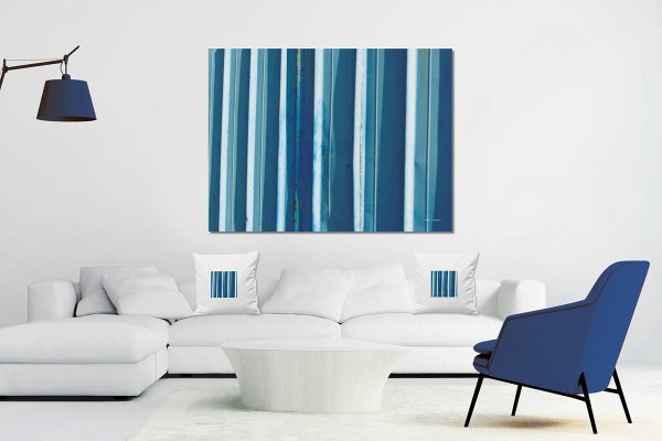 Dekokissen Set B, Simply Stripes Blaues Blech, 40 x 40 cm, Premium Kissenhülle, Zierkissen-Bezug