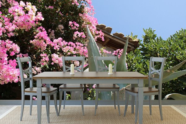 Fototapete selbstklebend - Motiv: Kreta Hausgarten mit Bougainvillea