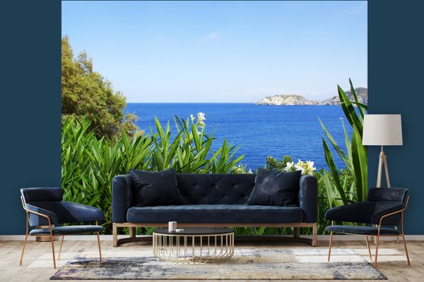 Fototapete selbstklebend - Motiv: Kreta Oleander über der Bucht
