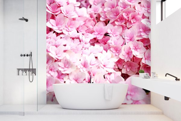 Fototapete selbstklebend - Motiv: Rosa Hortensien-Blüten
