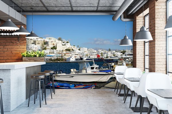 Fototapete selbstklebend: Naxos Hafen-Skyline - (viele Größen)