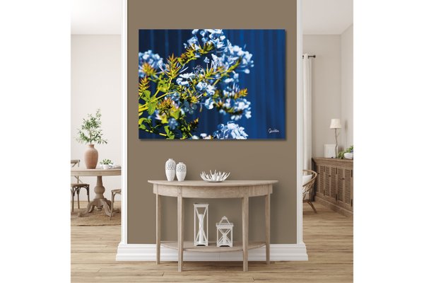 Wandbild: Blaue Blüten - Personalisierbar